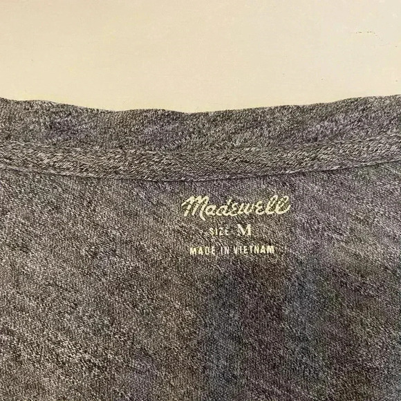Madewell Whisper Cotton V Neck Pocket Tee Womens Medium Dark Gray - Picture 3 of 4